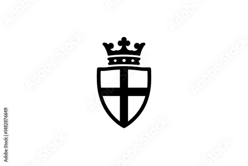 Symbol of a medieval crest featuring a crown and a shield embodying historical valor and heritage