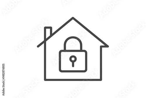 Secure home design showcasing a house with a lock symbol emphasizing safety and protection concepts