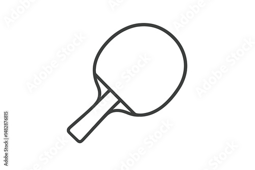 Simple line drawing of a table tennis paddle on a plain background, capturing the essence of the sport in a minimalist style