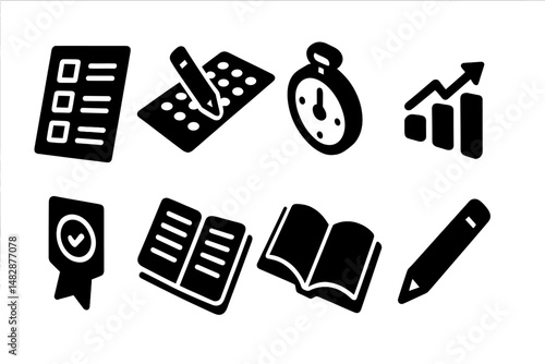 Various icons illustrating productivity tools and tasks for efficient time management and organization