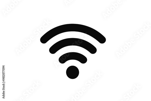 Signal icon representing wireless connectivity with curved lines and a dot at the center in a minimalist style