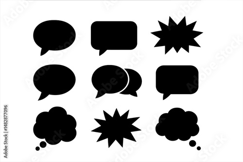 Graphic representation of speech bubbles and comic elements ideal for storytelling and dialogue illustration