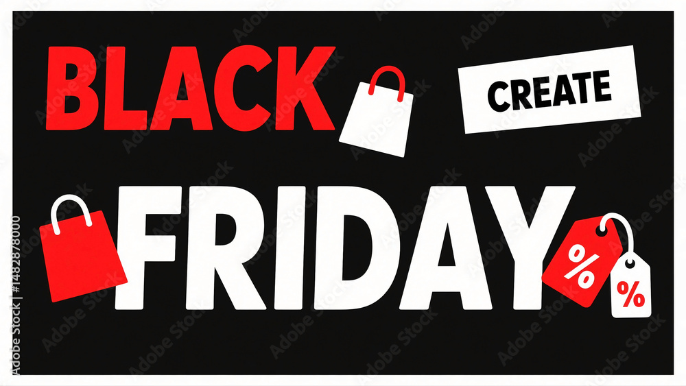 Fototapeta premium Bold Black Friday text with bags