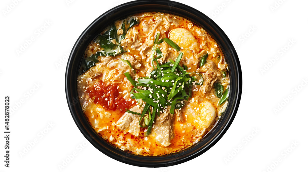 Spicy Asian Noodle Soup Recipe isolated on transparent background Spicy Asian Noodle Soup Recipe isolated on transparent background