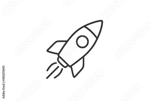 Rocket ascending into the sky with flame exhaust at a clear day, symbolizing innovation and exploration in technology