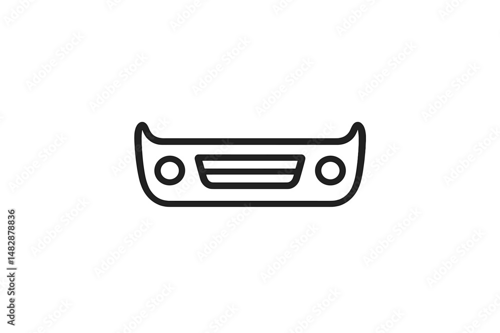 Minimalist outline of a car bumper design suitable for automotive projects or graphic design Minimalist outline of a car bumper design suitable for automotive projects or graphic design