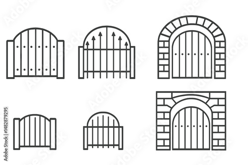 Different styles of gates and archways in minimalistic design