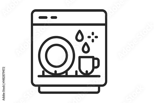 Washing dishes with a dishwasher at home during afternoon chores on a sunny day