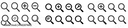 Various magnifying glass icons showcasing different designs and features for illustration and graphic use