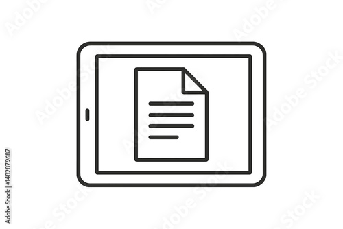 Electronic tablet displaying a document with text and a corner lined for easy viewing during office tasks