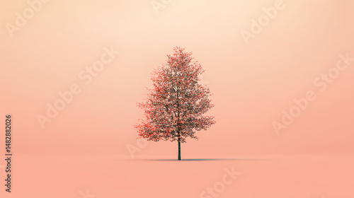 Minimalist Tree on Pastel Background with Soft Lighting and Space for Copy
