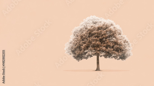 Minimalist Tree on Pastel Background with Soft Lighting and Space for Copy