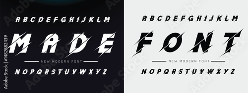 Design Modern abstract digital alphabet font. Minimal technology typography, Creative urban sport fashion futuristic font and with numbers. vector illustration.