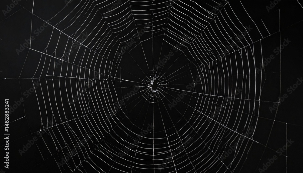 Obraz premium Detailed Spiderweb Pattern On Black Background