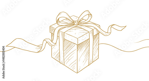 Gift box with ribbon on white background