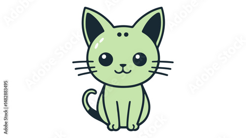 cute sitting cat shape with two dots on the forehead vector illustration