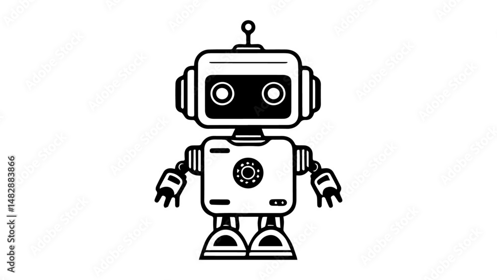 Fototapeta premium black and white shape of a robot silhouette