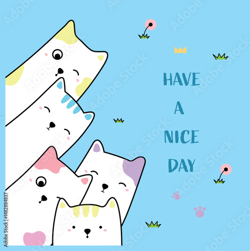 Whimsical kitty illustrations ideally suited for children's clothing and t-shirts