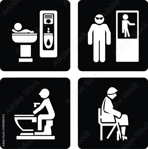Accessible Restroom & Special Needs Icons - Vector