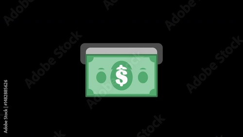 withdraw money from ATM icon animation