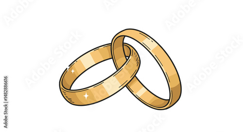 Interlocking wedding rings on white background