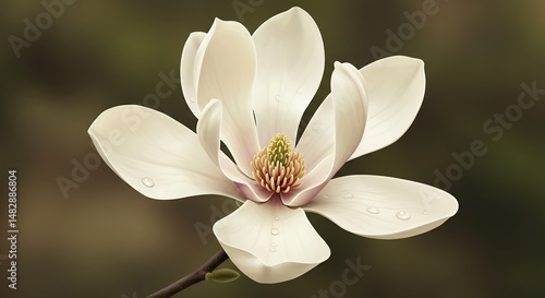 優美な白木蓮 柔らかな光に輝く花びら. AI Generated