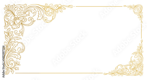 Ornate gold floral frame on white background
