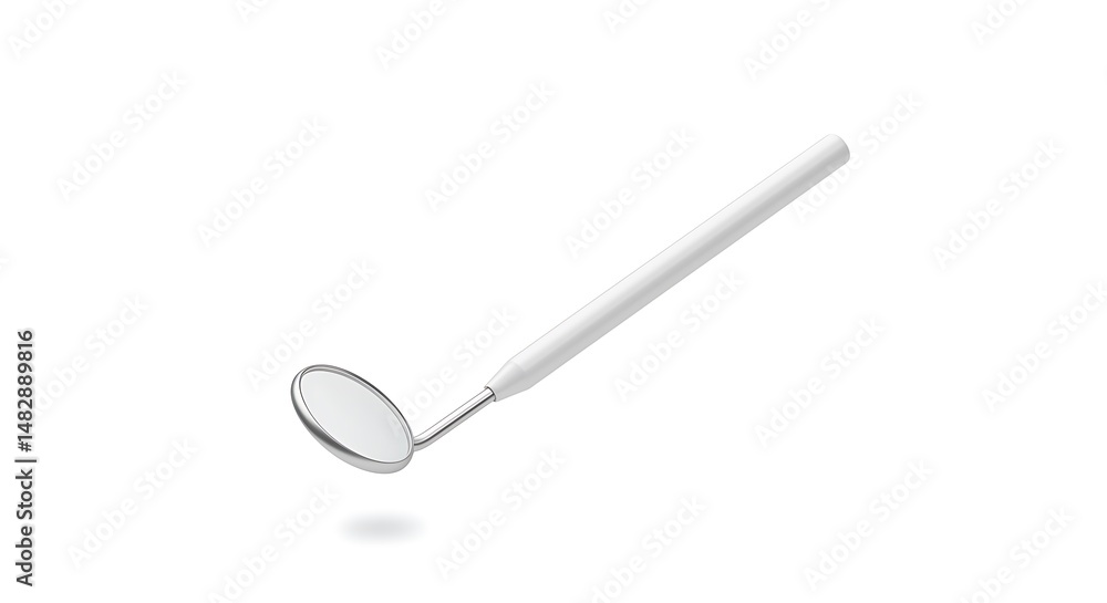 Dental Mirror on White Background, Oral Hygiene Tool Dental Mirror on White Background, Oral Hygiene Tool