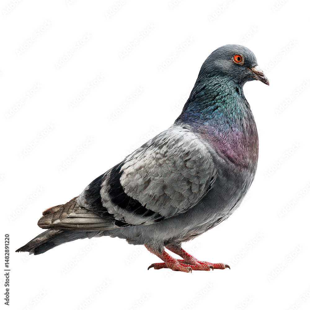 Naklejka premium Urban city pigeon isolated on white background macro