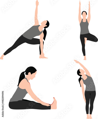 set of yoga poses