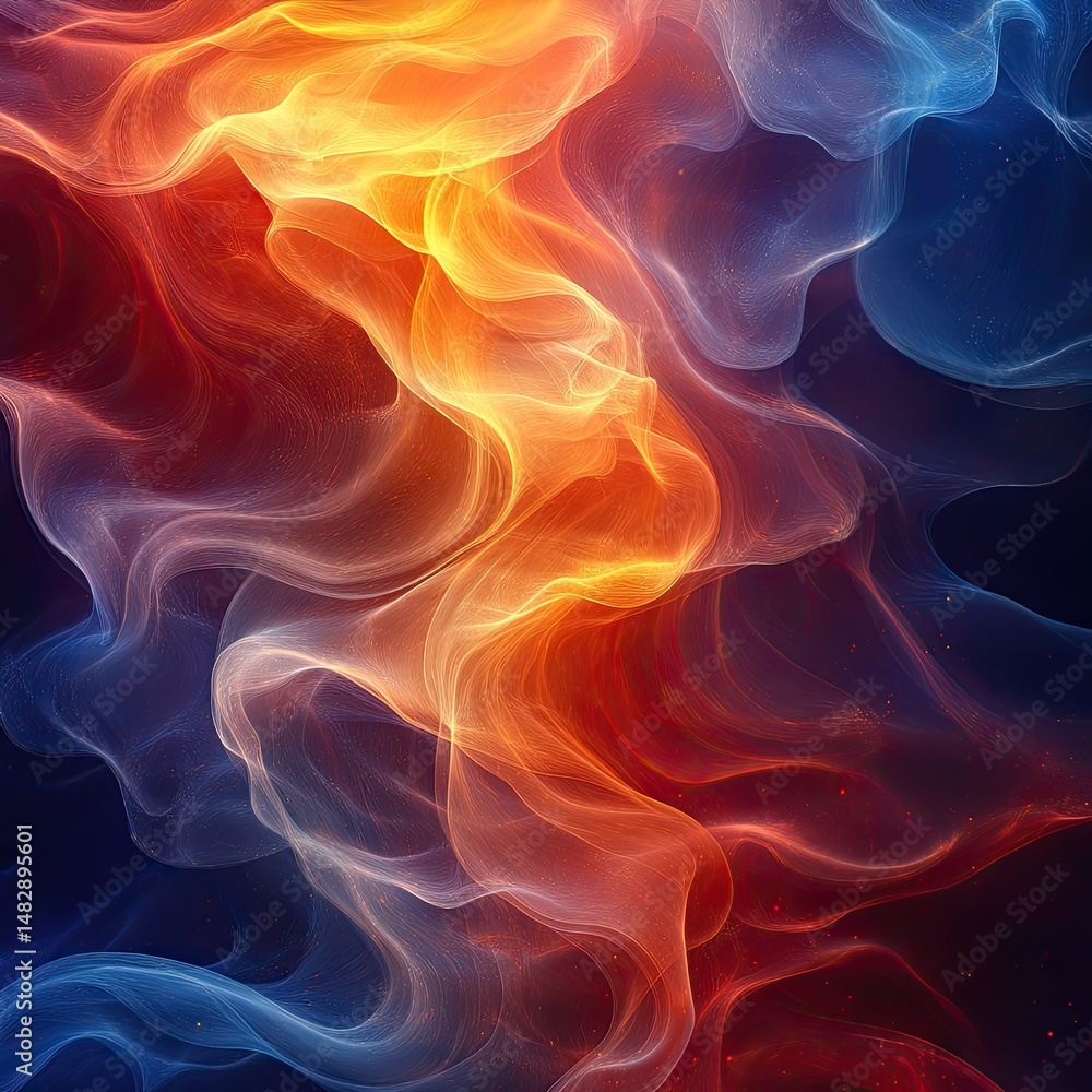Fototapeta premium Abstract swirling flames and smoke, vibrant colors and textures