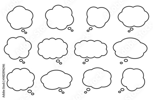 Thinking Cloud Speech Bubble – Flat Vector Style
