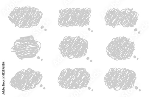 Thinking Cloud Speech Bubble Set – Doodle Style Collection