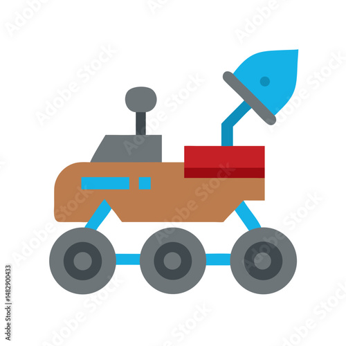 Colorful mars rover robot on wheels vector	