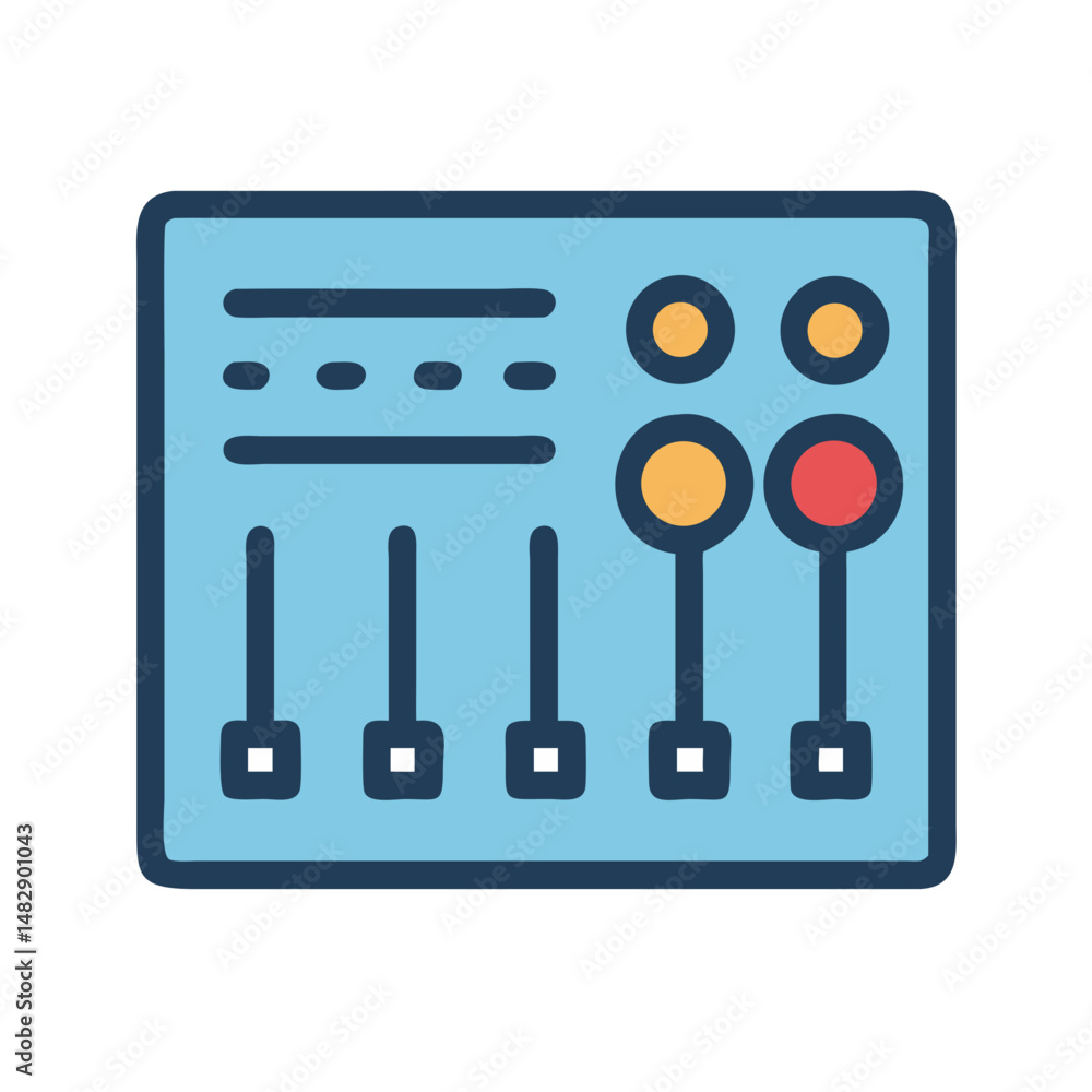 Audio mixer icon with sliders in blue tones Audio mixer icon with sliders in blue tones
