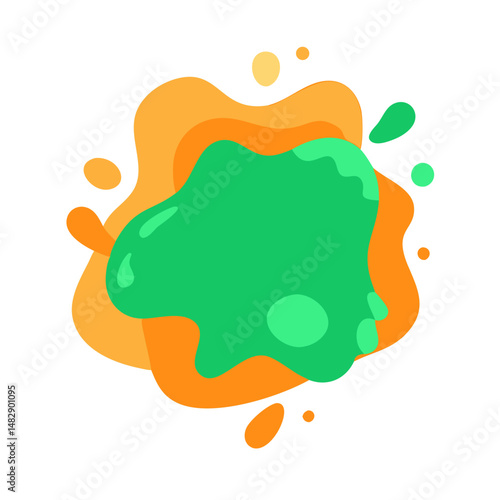 Green and orange abstract liquid splash shape