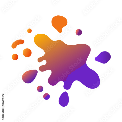 Purple and orange paint splash with scattered dots