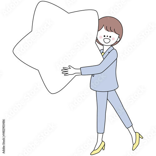 星型フレームを持つスーツの女性のイラスト