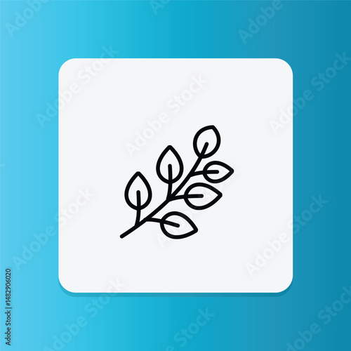 Thin line icon of eucalyptus branches, symbolizing clearing scent and therapeutic properties.