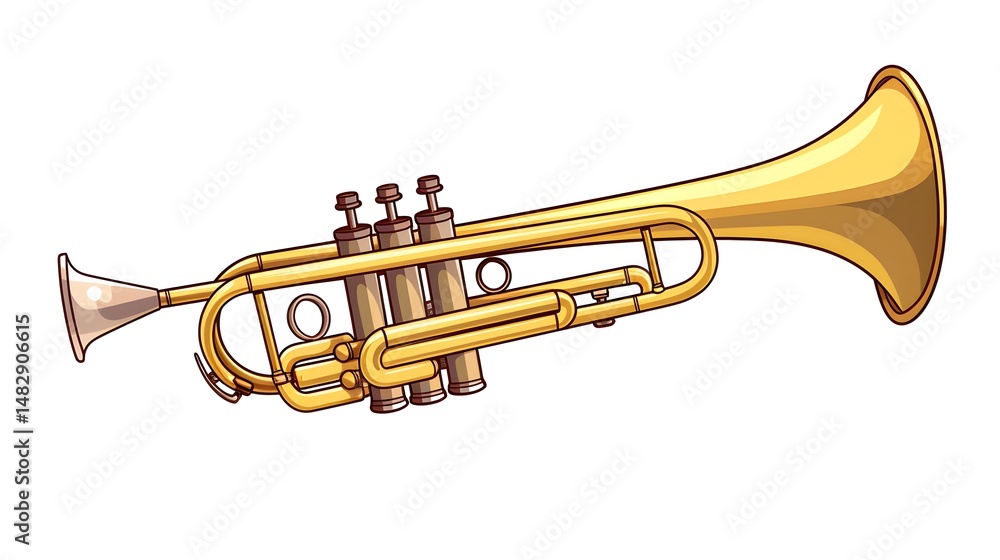 Obraz premium Cartoon Vector Illustration of a Trumpet for Creative Projects and Designs