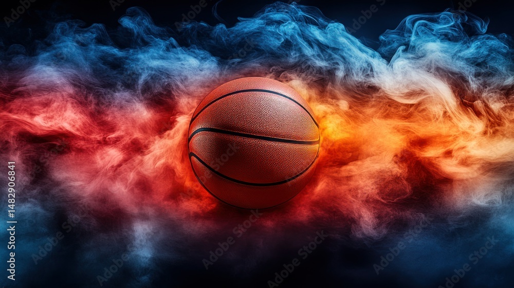 Fototapeta premium Basketball in dramatic smoky background
