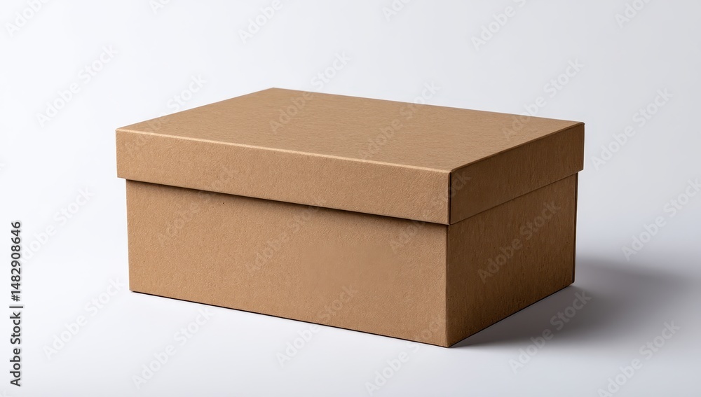 Brown Cardboard Gift Box on White Background Brown Cardboard Gift Box on White Background