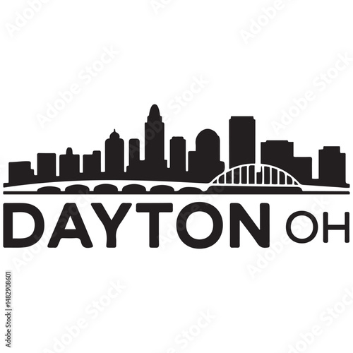 Dayton skyline silhouette. Black Dayton, OH city design Vector black silhouette. with white background