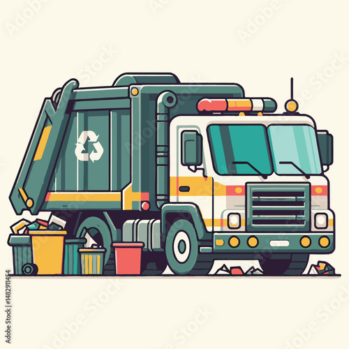 truck, trash, garbage, service, waste, recycling, recycle, rubbish, vehicle, environment, junk, transport, collection, container, transportation, clean, dump, disposal, garbage truck, environmental, r