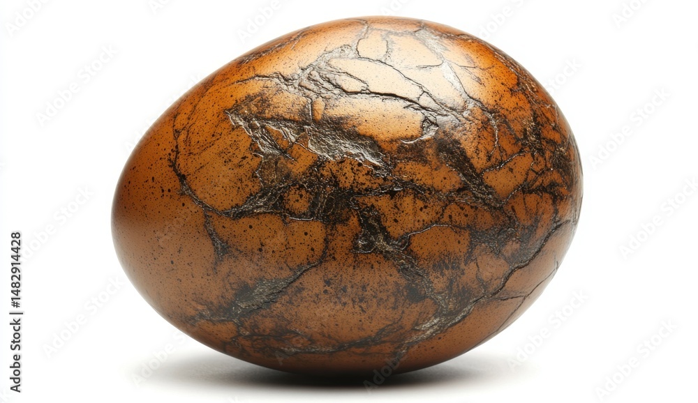 Decorative Brown Egg with Intricate Cracked Pattern and Texture Decorative Brown Egg with Intricate Cracked Pattern and Texture