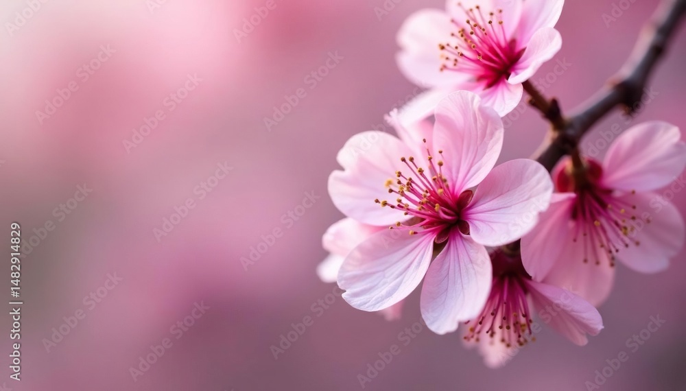 Fototapeta premium Delicate pink sakura blossoms, full bloom, soft petals , tree, cherry blossom pattern, spring
