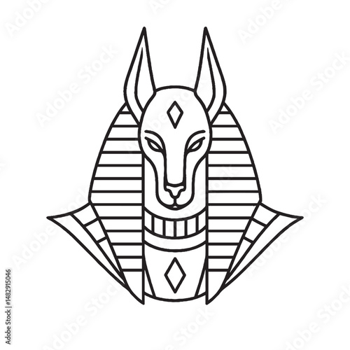anubis logo vector line art outline monoline illustration