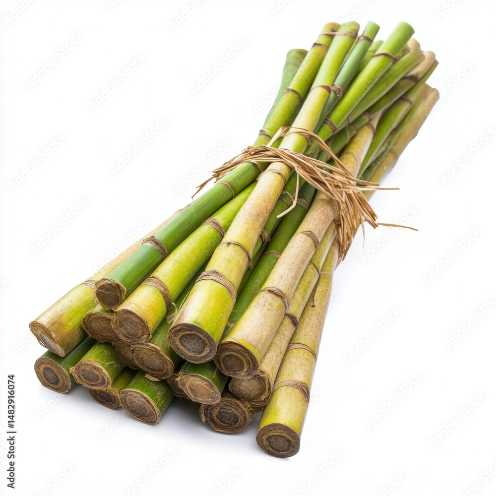 Fototapeta premium Fresh Green Bamboo Sticks Bundled Together for Natural Decor