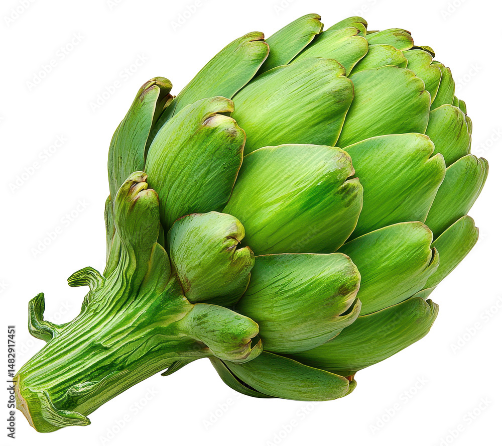 Vibrant Green Artichoke Closeup on White Background Vibrant Green Artichoke Closeup on White Background