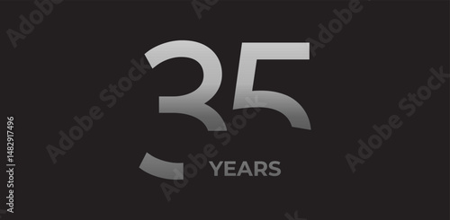 35 years milestone branding, anniversary logo in gradient metallic, evokes legacy, strength, excellence. Modern event design, brand legacy celebrations, institutional heritage. Vector illustration.